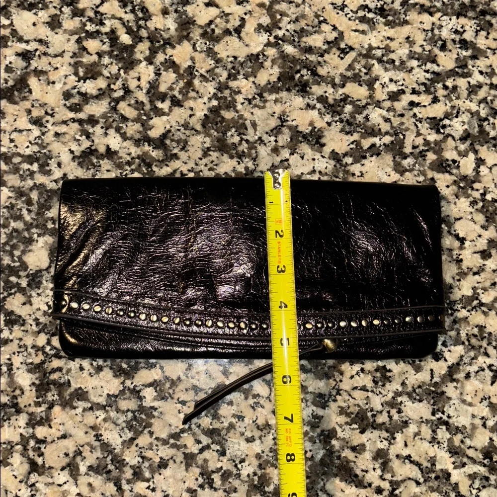 NWT HOBO Zeal Clutch Black Leather with Studded Detail